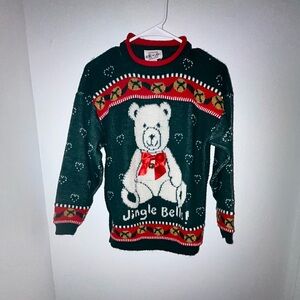 Vintage Heartworks Christmas Bear Sweater Size Large